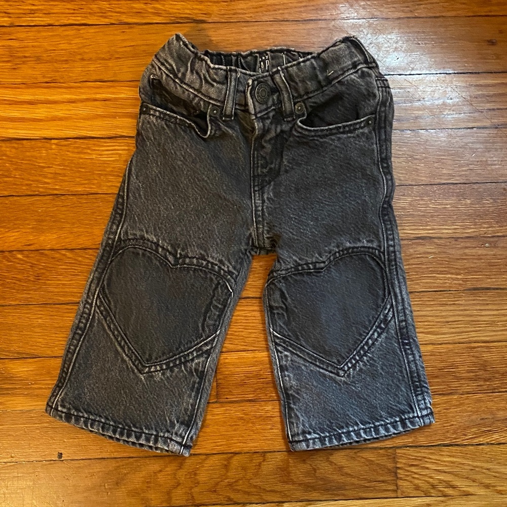 Black Toddler Jeans with Heart Accents